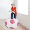 Fotoliu tip minge mondo ball, bean bag, alb-roz, imitatie piele, 74 cm
