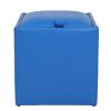 Taburet box, albastru, imitatie piele, 41x37x37 cm