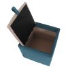 Taburet box, corp turcoaz, capac crem, stofa, 41x37x37 cm