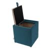 Taburet box, corp turcoaz, capac crem, stofa, 41x37x37 cm
