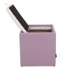 Taburet box, mov-alb, imitatie piele, 41x37x37 cm