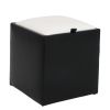 Taburet box, negru-alb, imitatie piele, 41x37x37 cm