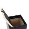Taburet box, negru-crem, imitatie piele, 41x37x37 cm