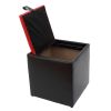 Taburet box, negru-rosu, imitatie piele, 41x37x37 cm