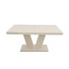 Masa extensibila v 160x75x90 cm, culoare crem, lemn masiv, blat din mdf