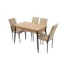 Set masa extensibila t710 kemence, maro, 88-115x58x75 cm cu 4 scaune c669, crem, 44x45x95 cm