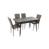 Set masa extensibila t710 lotus, neagra, 135x70x75cm cu 4 scaune c669, negre, 44x45x95 cm