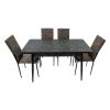 Set masa extensibila t710 lotus, neagra, 135x70x75cm cu 4 scaune c669, negre, 44x45x95 cm
