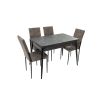 Set masa extensibila t710 lotus, neagra, 135x70x75cm cu 4 scaune c669, negre, 44x45x95 cm