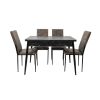 Set masa extensibila t710 lotus, neagra, 135x70x75cm cu 4 scaune c669, negre, 44x45x95 cm