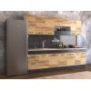 Bucatarie greta 260 cm, stejar/antracit, blat travertin