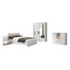 Set dormitor domino, alb, dulap 150 cm, pat 160x200 cm, 2 noptiere, comoda