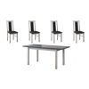 Set masa extensibila 140x180cm cu 4 scaune tapitate, mb-21 modena1 si s-38 boss14 b24z, alb/grafit, lemn masiv de fag, stofa