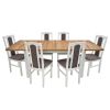 Set masa extensibila 160 x 240 cm cu 6 scaune tapitate, mb-21 modena2 xl si s-37 boss7 18a, wotan/bialy, lemn masiv de fag, stofa