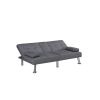 Canapea extensibila Petra, material textil, gri, 158x81x73 cm