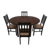 Set masa extensibila 100 x 130 cm cu 4 scaune tapitate, mb-12 poli1 si s-38 boss4 w15, wenge, lemn masiv, stofa