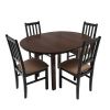 Set masa extensibila 100 x 130 cm cu 4 scaune tapitate, mb-12 poli1 si s-38 boss4 w15, wenge, lemn masiv, stofa