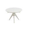 Set masa extensibila atria 102x142 cm, lemn masiv alb, blat din mdf cu 4 scaune tapitate zim standard, stofa petra maro