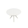 Set masa extensibila atria 102x142 cm, lemn masiv alb, blat din mdf cu 4 scaune tapitate zim standard, stofa petra maro