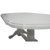 Set masa extensibila jork 160x200 cm, lemn masiv alb, blat din mdf cu 6 scaune tapitate zim standard, stofa petra maro