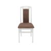 Set masa extensibila kan 100x135 cm, lemn masiv alb, blat din mdf cu 4 scaune tapitate zim standard, stofa petra maro
