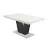 Set masa extensibila v 160x200 cm, lemn masiv alb/negru, blat din mdf cu 6 scaune dining s-153, tapiterie maro