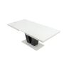 Set masa extensibila v 160x200 cm, lemn masiv alb/negru, blat din mdf cu 6 scaune dining s-153, tapiterie maro