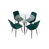 Set masa mb-83, sticla securizata, 100x76 cm, cu 4 scaune s-179 verde, 44x85x43 cm