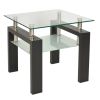 Masa Cafea MC-05, 60x60x51 cm, Sticla Securizata, MDF, Wenge