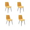 Set 4 scaune bucatarie Tapitat S-208, Stofa, Galben