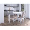 Set masa extensibila Kan 100x135 cm, lemn masiv, culoare alb, blat din mdf cu 4 scaune tapitate S-37 Boss7 25b, stofa