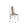 Set masa extensibila Kan 100x135 cm, lemn masiv, culoare alb, blat din mdf cu 4 scaune tapitate S-37 Boss7 25b, stofa