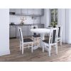 Set masa extensibila Kan 100x135 cm, lemn masiv, culoare alb, blat din mdf cu 4 scaune tapitate S-38 Boss14 B24B, stofa