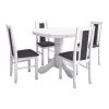 Set masa extensibila Kan 100x135 cm, lemn masiv, culoare alb, blat din mdf cu 4 scaune tapitate S-38 Boss14 B24B, stofa