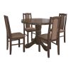 Set masa extensibila Kan 100x135 cm, lemn masiv, culoare nuc, blat din mdf cu 4 scaune tapitate S-37 Boss7 o15, stofa