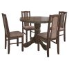 Set masa extensibila Kan 100x135 cm, lemn masiv, culoare nuc, blat din mdf cu 4 scaune tapitate S-37 Boss7 o2, stofa