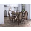 Set masa extensibila Kan 100x135 cm, lemn masiv, culoare nuc, blat din mdf cu 6 scaune tapitate S-37 Boss7 o2, stofa