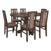 Set masa extensibila Kan 100x135 cm, lemn masiv, culoare nuc, blat din mdf cu 6 scaune tapitate S-37 Boss7 o2, stofa