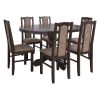 Set masa extensibila Kan 100x135 cm, lemn masiv, culoare wenge, blat din mdf cu 6 scaune tapitate S-37 Boss7 w2, stofa