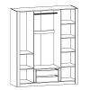 Set dormitor Bristol, alb murdar, dulap 200 cm, pat 160×200 cm, 2 noptiere, comoda