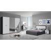 Dormitor Eiffel, alb/negru, pat 160x200, comoda, dulap, noptiere