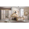 Dormitor grace, crem, pat 160x200 cm, dulap cu 6 usi, 2 noptiere, comoda