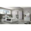 Dormitor Luisa, alb, pat 160x200 cm, dulap cu 6 usi, comoda, 2 noptiere
