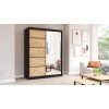 Dressing Gabriel cu oglinda, 150x200x61 cm, negru/stejar deschis