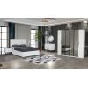 Dormitor Licia, alb, pat 160 x 200 cm, dulap cu 6 usi, 2 noptiere, comoda