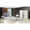 Dormitor Felix, alb, pat 160 x 200 cm, dulap cu 5 usi, 2 noptiere, comoda