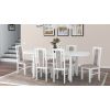 Set masa extensibila 160 x 200 cm cu 6 scaune tapitate, mb-12 venus1 si s-37 boss7 b25B, bialy, lemn masiv de fag, stofa