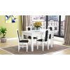 Set masa extensibila 120x150cm cu 4 scaune tapitate, mb-13 max5 si s-37 boss7 b22, alb, lemn masiv de fag, stofa