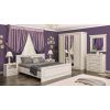 Set dormitor Bristol, alb murdar, dulap 200 cm, pat 160×200 cm, 2 noptiere, comoda