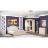 Set dormitor Milano, bej, dulap 170 cm, pat 160×200 cm, 2 noptiere, comoda